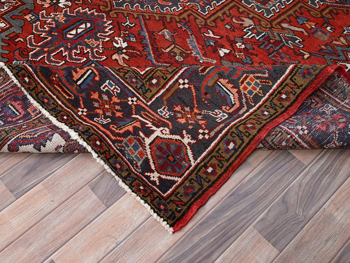 8'1" x 11'1" Vintage Hand Knotted Red Worn Wool Rectangle Oriental Rug - MOA10285581