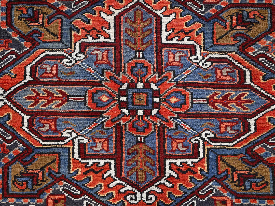 8'1" x 11'1" Vintage Hand Knotted Red Worn Wool Rectangle Oriental Rug - MOA10285581