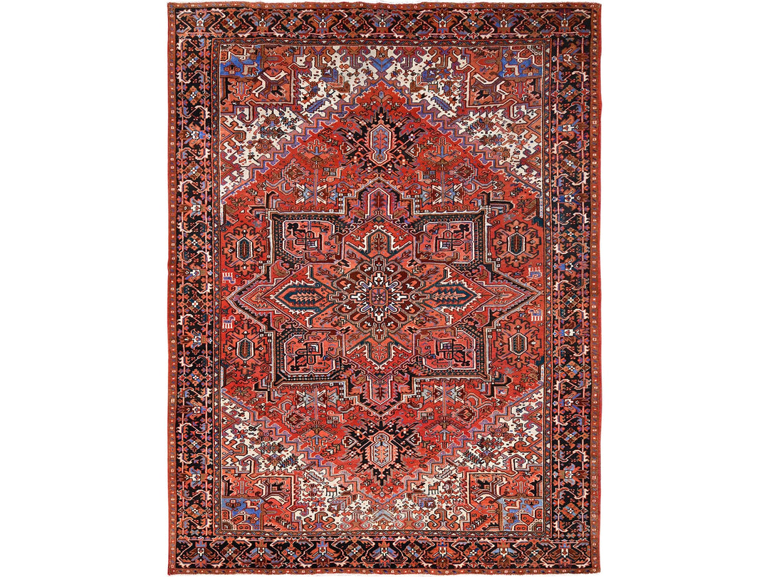 10'1" x 13'2" Vintage Hand Knotted Red Worn Wool Rectangle Oriental Rug - MOA10285589