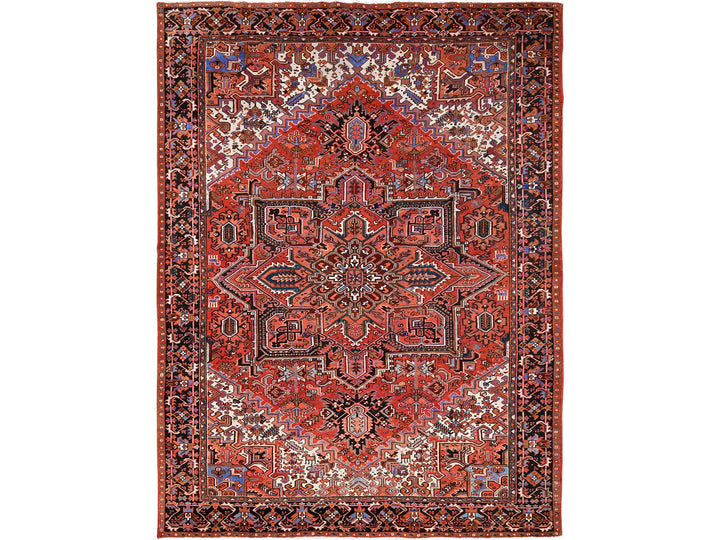 10'1" x 13'2" Vintage Hand Knotted Red Worn Wool Rectangle Oriental Rug - MOA10285589