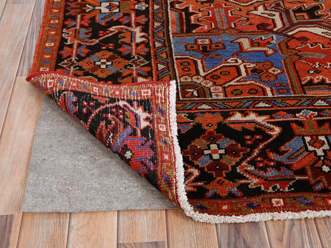 10'1" x 13'2" Vintage Hand Knotted Red Worn Wool Rectangle Oriental Rug - MOA10285589