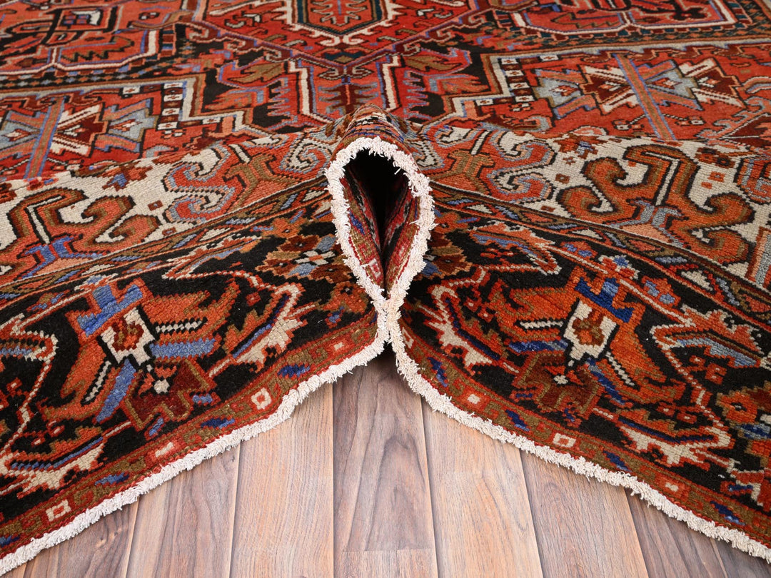 10'1" x 13'2" Vintage Hand Knotted Red Worn Wool Rectangle Oriental Rug - MOA10285589
