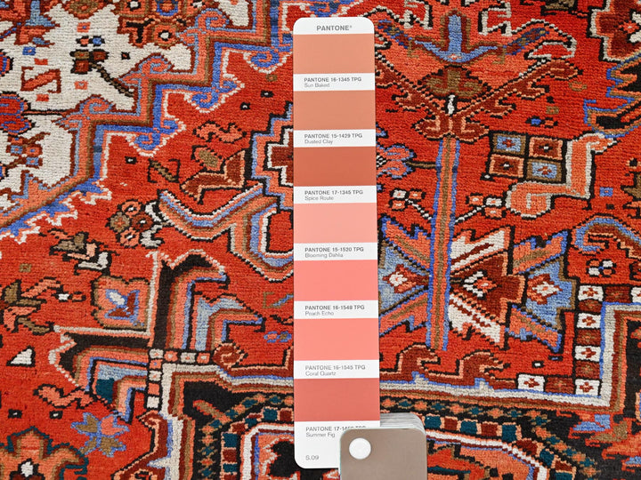 10'1" x 13'2" Vintage Hand Knotted Red Worn Wool Rectangle Oriental Rug - MOA10285589