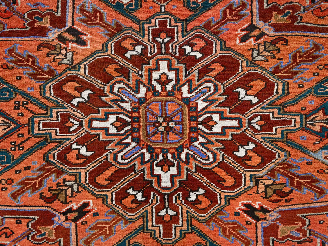 10'1" x 13'2" Vintage Hand Knotted Red Worn Wool Rectangle Oriental Rug - MOA10285589