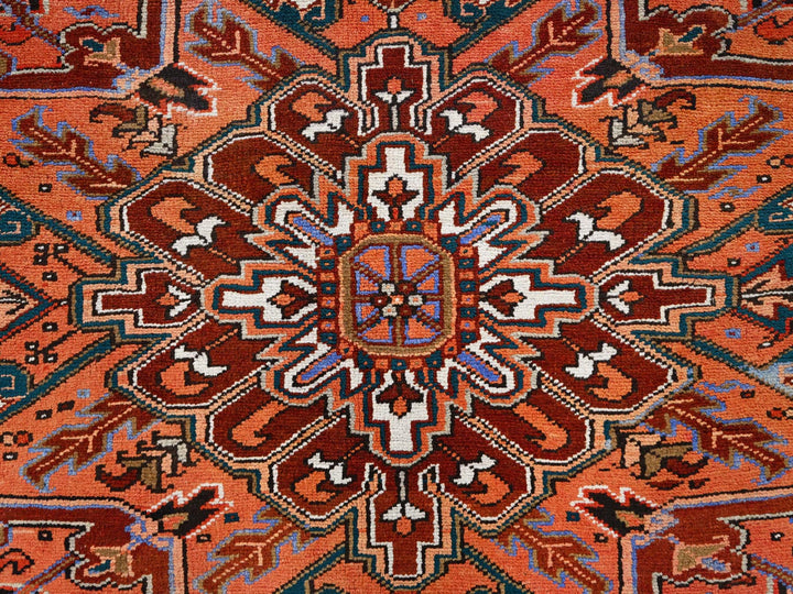 10'1" x 13'2" Vintage Hand Knotted Red Worn Wool Rectangle Oriental Rug - MOA10285589
