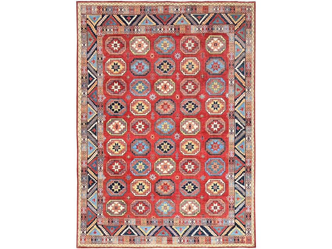 10'0" x 13'10" New Hand Knotted Red Wool Rectangle Oriental Rug - MOA10285590