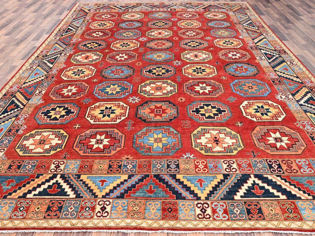 10'0" x 13'10" New Hand Knotted Red Wool Rectangle Oriental Rug - MOA10285590