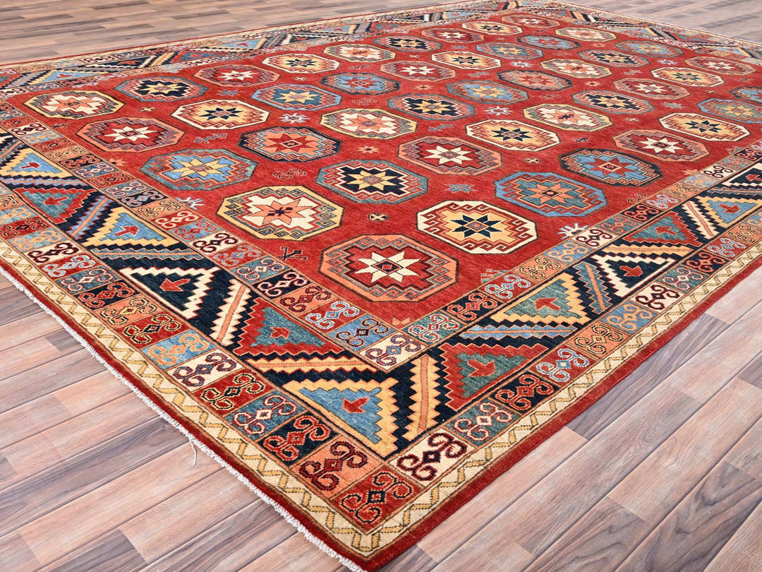 10'0" x 13'10" New Hand Knotted Red Wool Rectangle Oriental Rug - MOA10285590