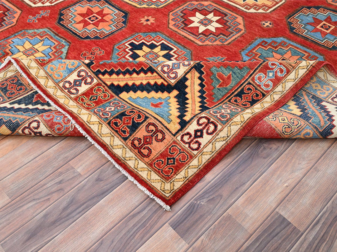10'0" x 13'10" New Hand Knotted Red Wool Rectangle Oriental Rug - MOA10285590