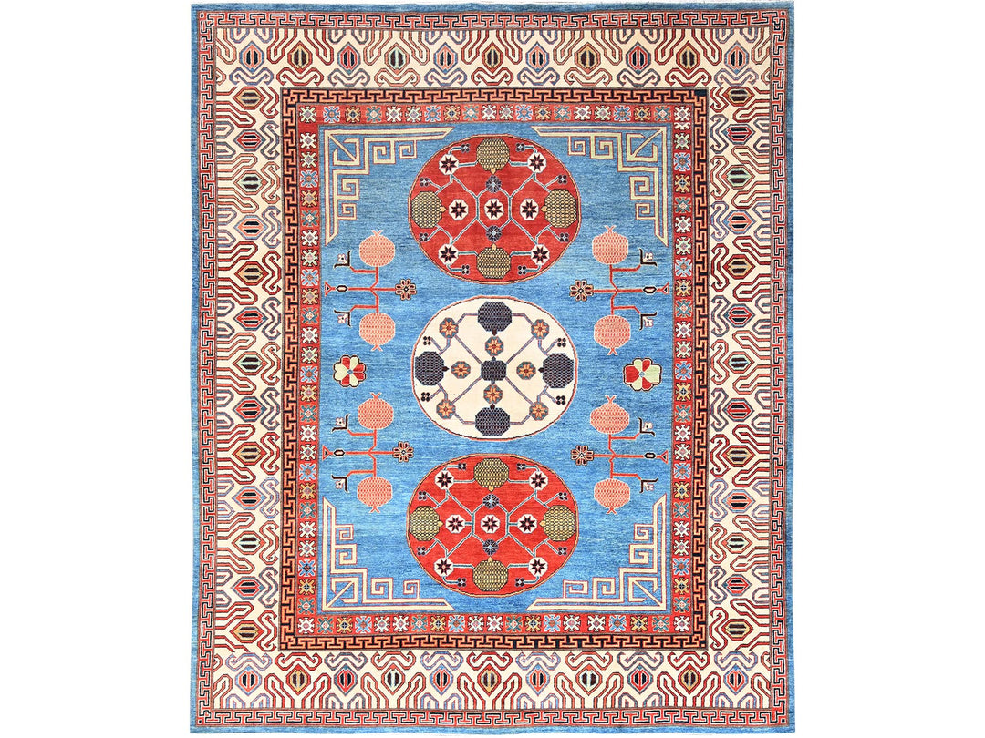 9'1" x 11'9" New Hand Knotted Blue Wool Rectangle Oriental Rug - MOA10285596