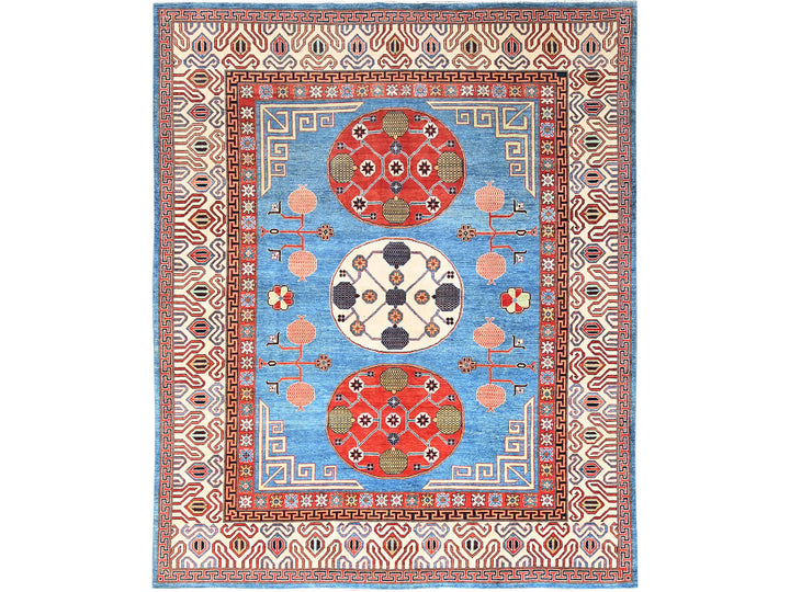 9'1" x 11'9" New Hand Knotted Blue Wool Rectangle Oriental Rug - MOA10285596