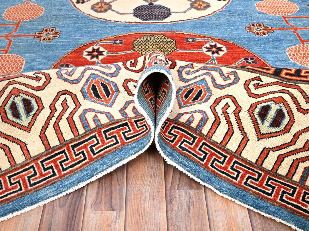 9'1" x 11'9" New Hand Knotted Blue Wool Rectangle Oriental Rug - MOA10285596