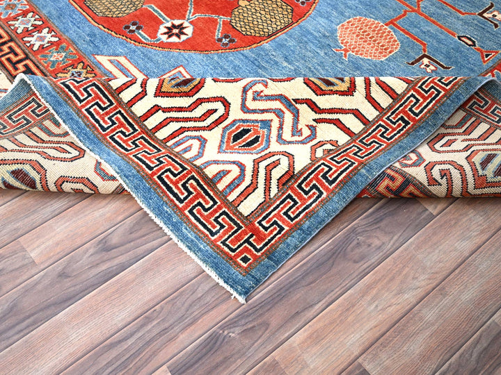 9'1" x 11'9" New Hand Knotted Blue Wool Rectangle Oriental Rug - MOA10285596