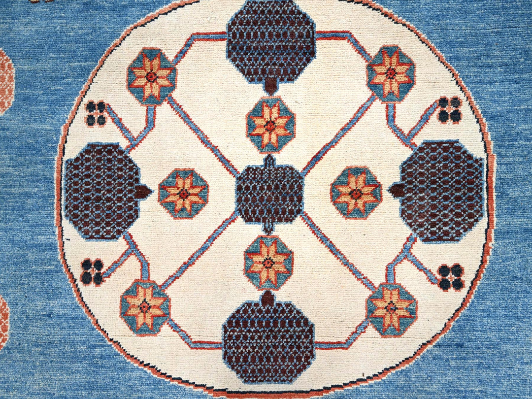 9'1" x 11'9" New Hand Knotted Blue Wool Rectangle Oriental Rug - MOA10285596
