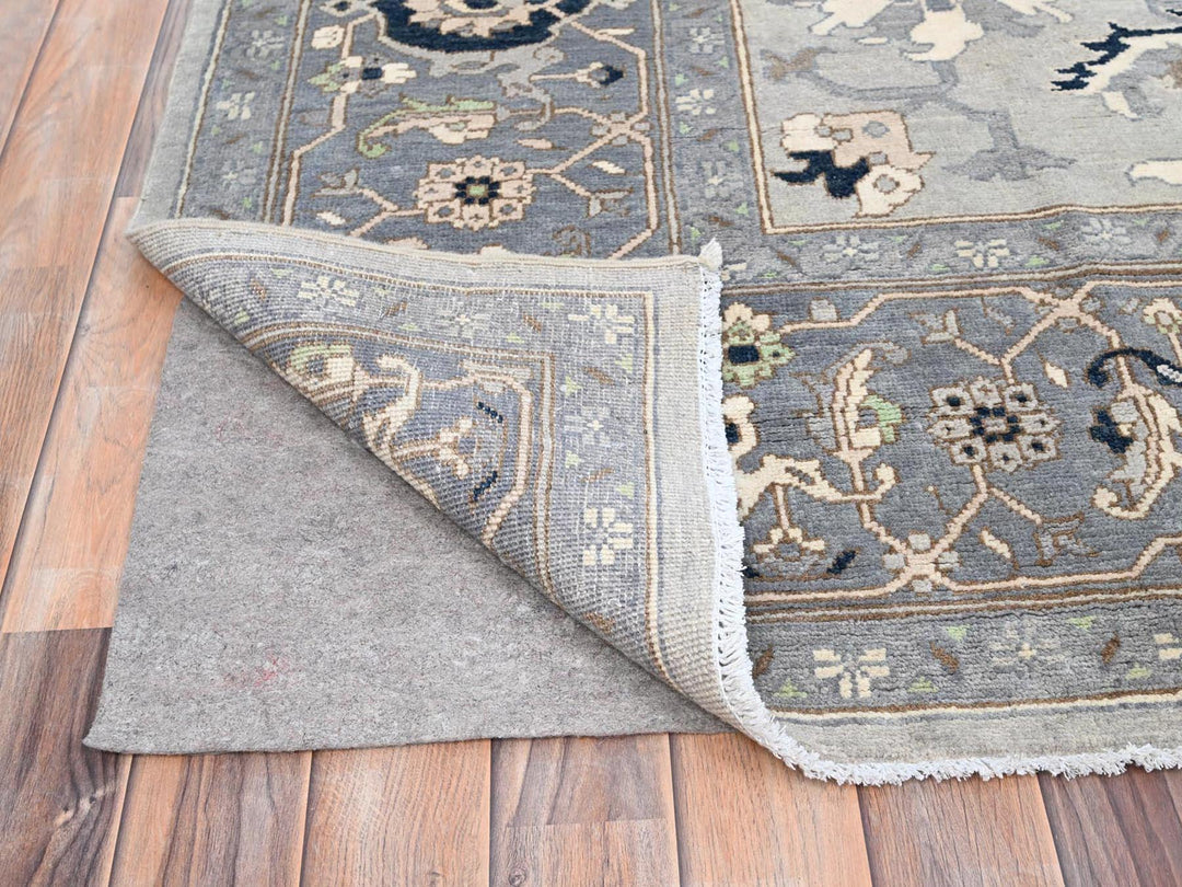 9'0" x 12'2" New Hand Knotted Grey Wool Rectangle Oriental Rug - MOA10285603