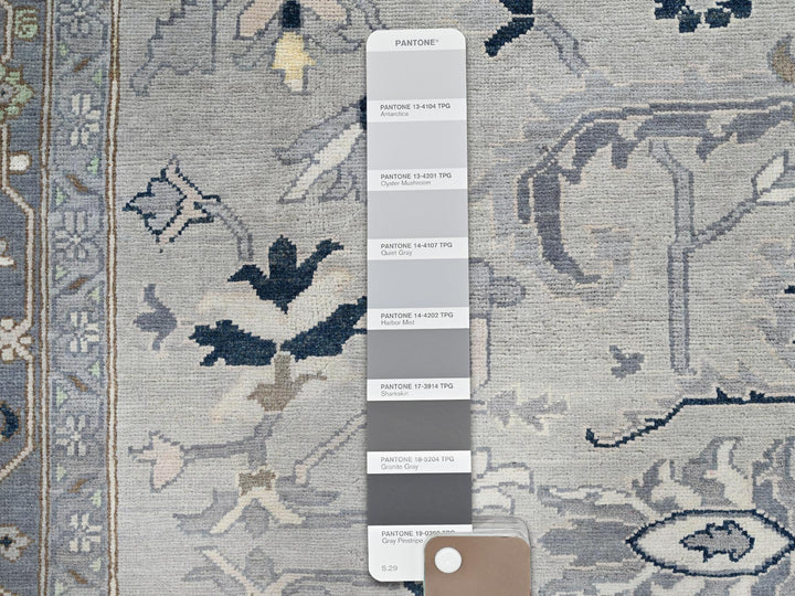 9'0" x 12'2" New Hand Knotted Grey Wool Rectangle Oriental Rug - MOA10285603