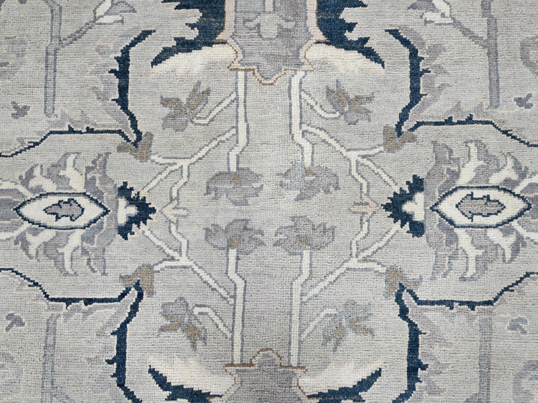9'0" x 12'2" New Hand Knotted Grey Wool Rectangle Oriental Rug - MOA10285603