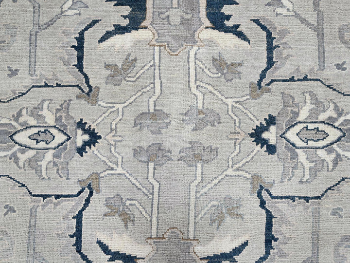 9'0" x 12'2" New Hand Knotted Grey Wool Rectangle Oriental Rug - MOA10285603
