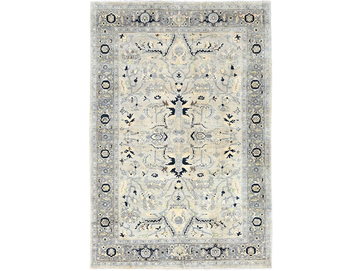 6'0" x 8'9" New Hand Knotted Grey Wool Rectangle Oriental Rug - MOA10285611