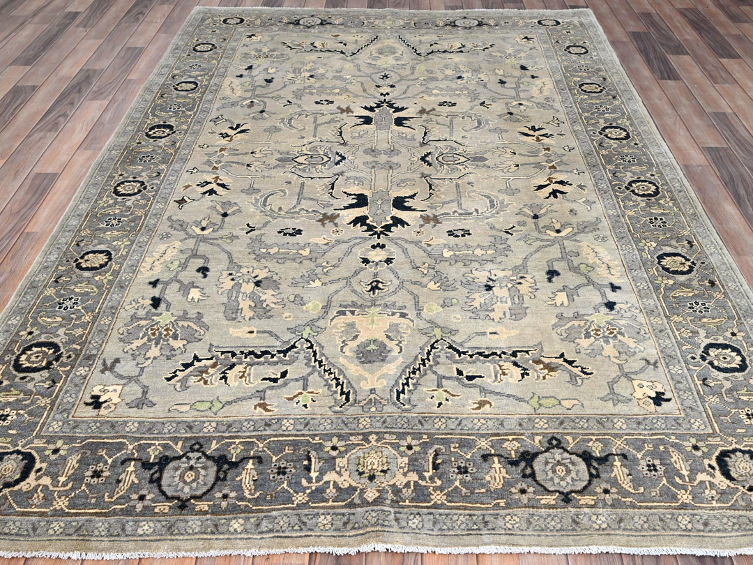 6'0" x 8'9" New Hand Knotted Grey Wool Rectangle Oriental Rug - MOA10285611