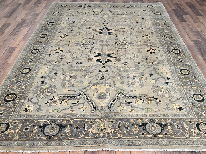 6'0" x 8'9" New Hand Knotted Grey Wool Rectangle Oriental Rug - MOA10285611