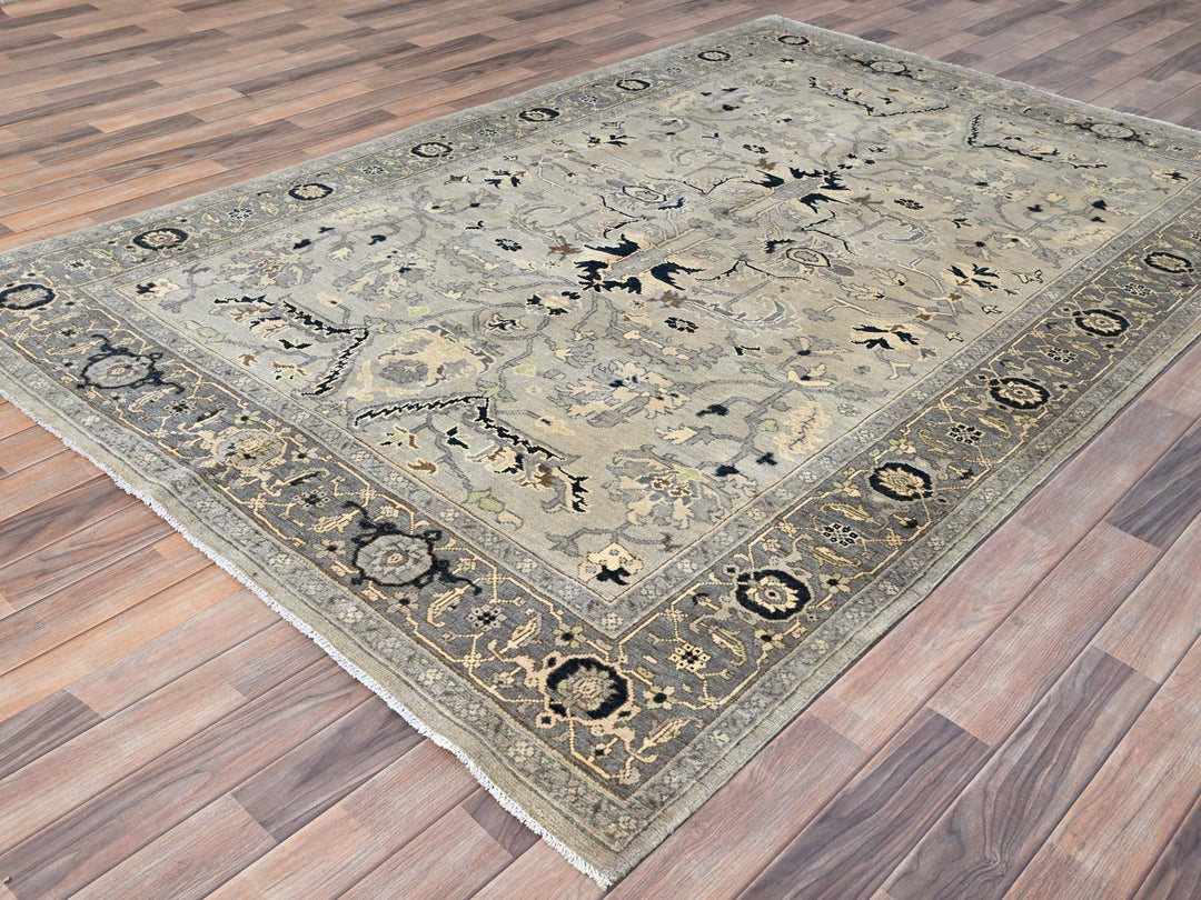 6'0" x 8'9" New Hand Knotted Grey Wool Rectangle Oriental Rug - MOA10285611