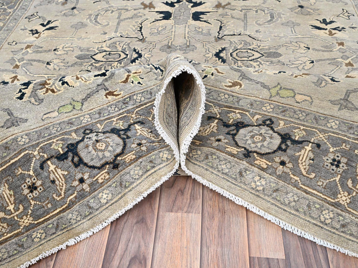 6'0" x 8'9" New Hand Knotted Grey Wool Rectangle Oriental Rug - MOA10285611