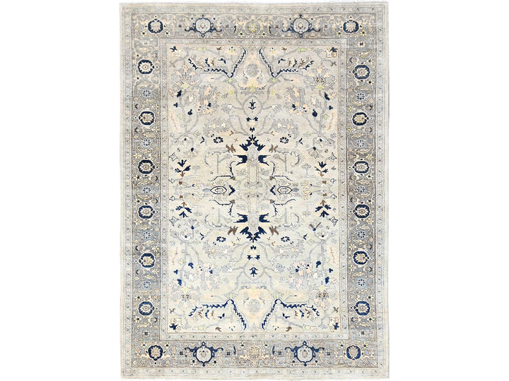 6'2" x 8'10" New Hand Knotted Grey Wool Rectangle Oriental Rug - MOA10285612