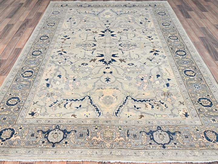 6'2" x 8'10" New Hand Knotted Grey Wool Rectangle Oriental Rug - MOA10285612
