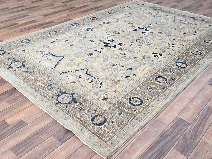 6'2" x 8'10" New Hand Knotted Grey Wool Rectangle Oriental Rug - MOA10285612