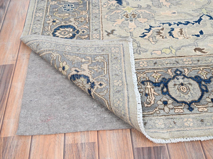 6'2" x 8'10" New Hand Knotted Grey Wool Rectangle Oriental Rug - MOA10285612
