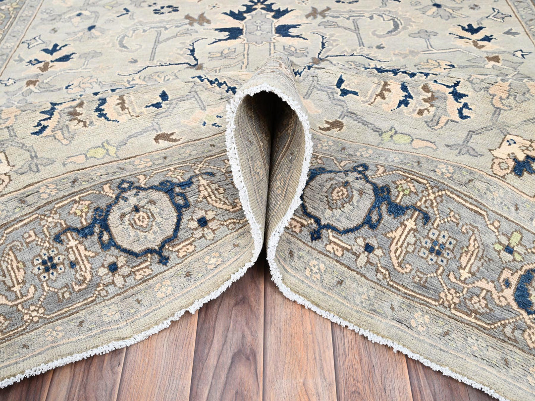 6'2" x 8'10" New Hand Knotted Grey Wool Rectangle Oriental Rug - MOA10285612