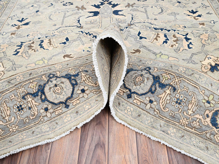 6'2" x 8'10" New Hand Knotted Grey Wool Rectangle Oriental Rug - MOA10285612
