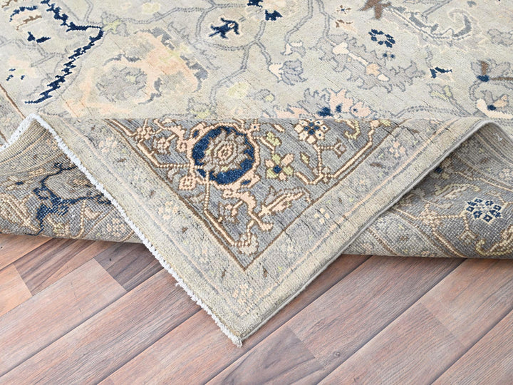 6'2" x 8'10" New Hand Knotted Grey Wool Rectangle Oriental Rug - MOA10285612