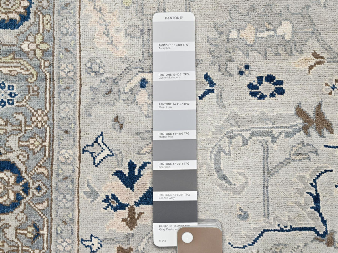 6'2" x 8'10" New Hand Knotted Grey Wool Rectangle Oriental Rug - MOA10285612