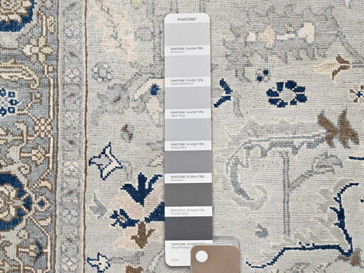 6'2" x 8'10" New Hand Knotted Grey Wool Rectangle Oriental Rug - MOA10285612