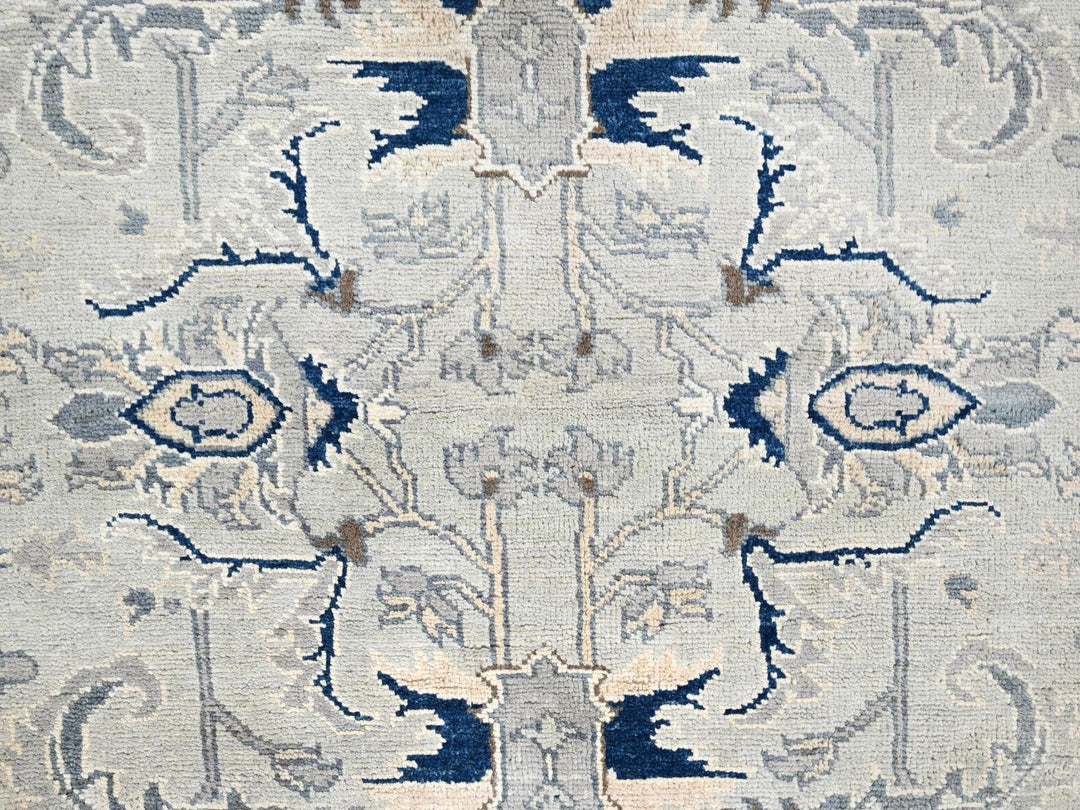 6'2" x 8'10" New Hand Knotted Grey Wool Rectangle Oriental Rug - MOA10285612