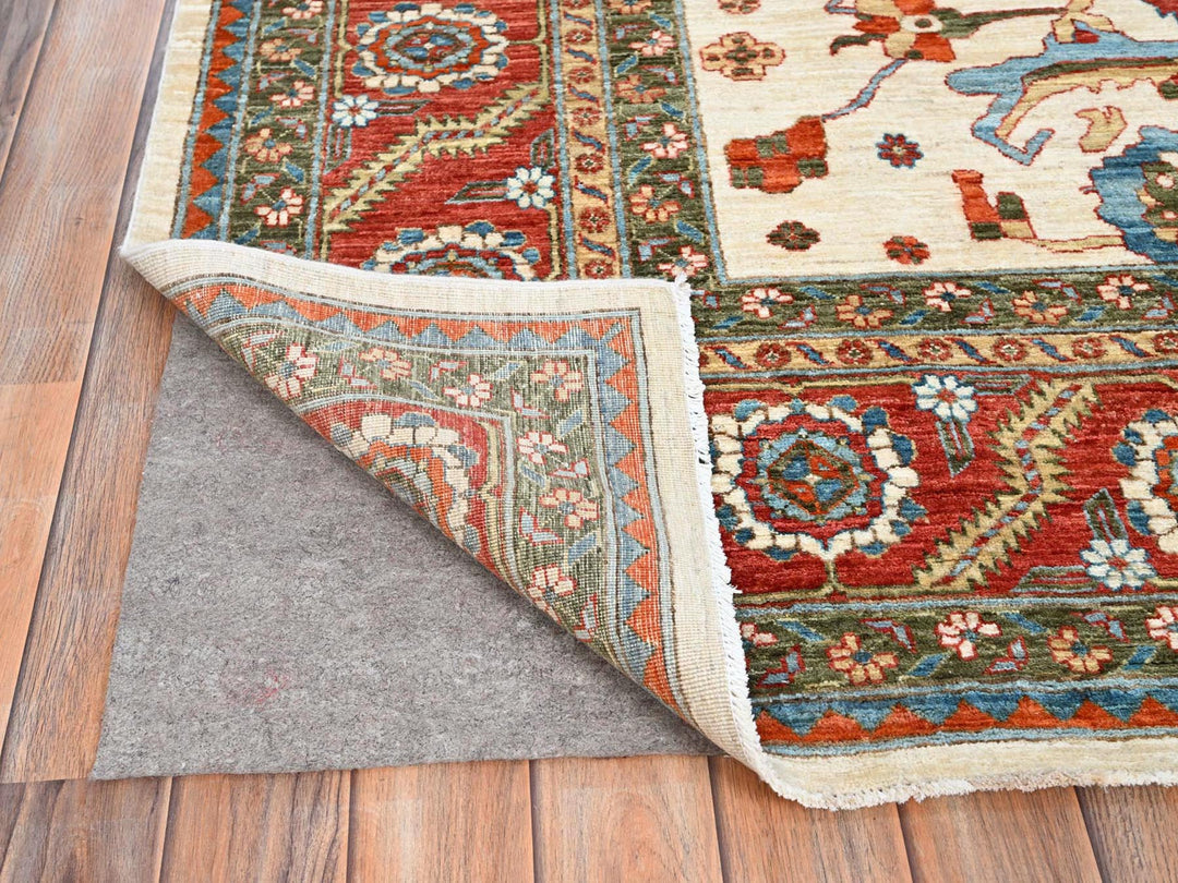 8'1" x 9'9" New Hand Knotted Ivory Wool Rectangle Oriental Rug - MOA10285615