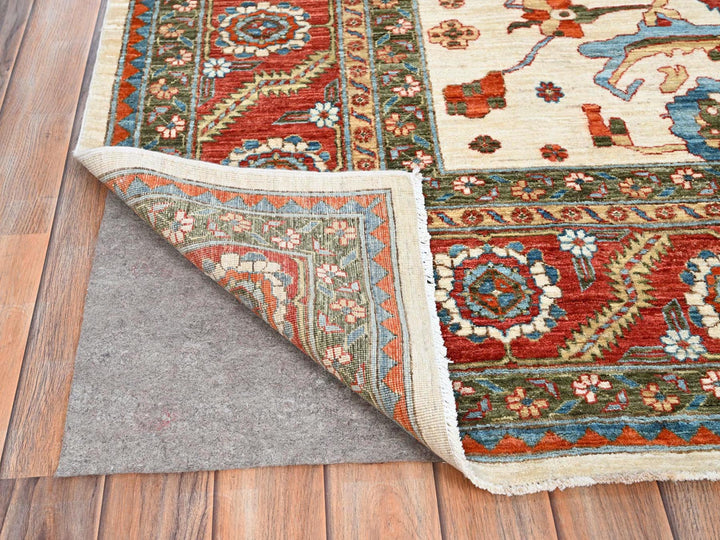 8'1" x 9'9" New Hand Knotted Ivory Wool Rectangle Oriental Rug - MOA10285615