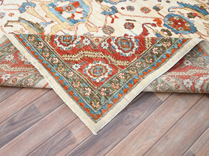 8'1" x 9'9" New Hand Knotted Ivory Wool Rectangle Oriental Rug - MOA10285615