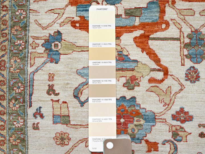8'1" x 9'9" New Hand Knotted Ivory Wool Rectangle Oriental Rug - MOA10285615