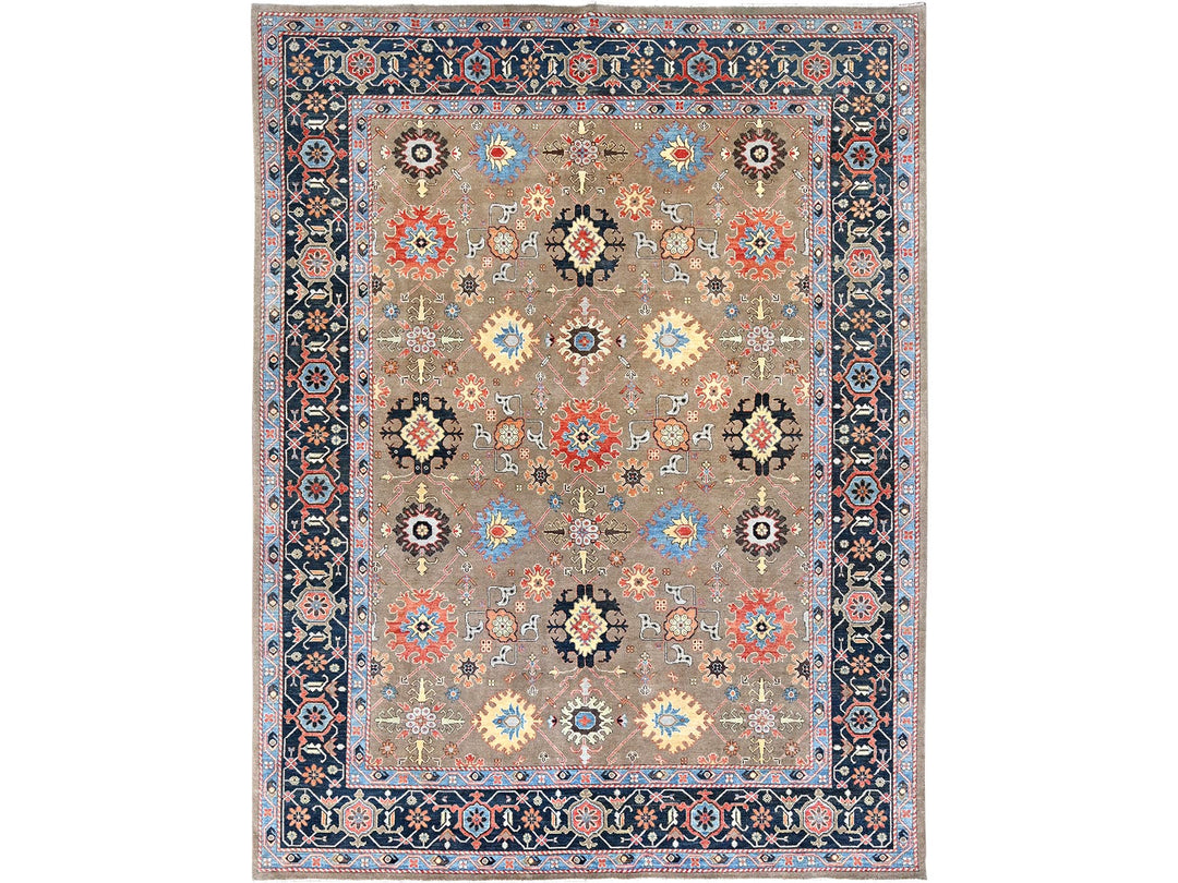 9'0" x 11'9" New Hand Knotted Brown Wool Rectangle Oriental Rug - MOA10285634