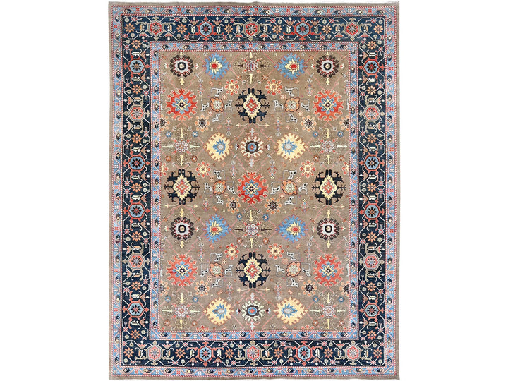 9'0" x 11'9" New Hand Knotted Brown Wool Rectangle Oriental Rug - MOA10285634