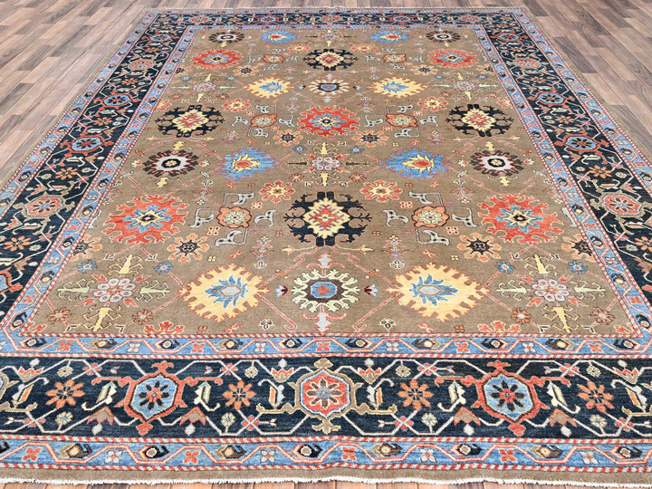 9'0" x 11'9" New Hand Knotted Brown Wool Rectangle Oriental Rug - MOA10285634
