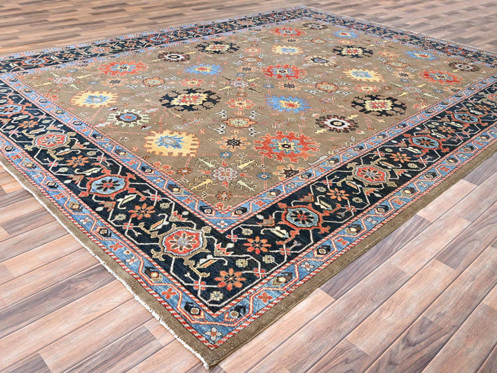 9'0" x 11'9" New Hand Knotted Brown Wool Rectangle Oriental Rug - MOA10285634