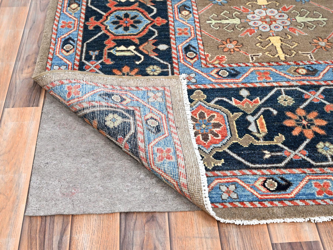 9'0" x 11'9" New Hand Knotted Brown Wool Rectangle Oriental Rug - MOA10285634