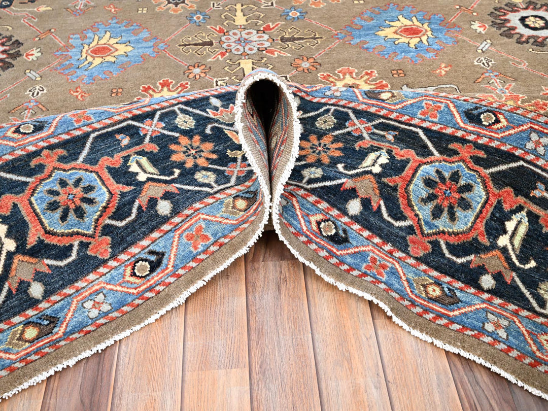 9'0" x 11'9" New Hand Knotted Brown Wool Rectangle Oriental Rug - MOA10285634