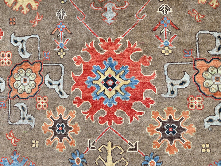 9'0" x 11'9" New Hand Knotted Brown Wool Rectangle Oriental Rug - MOA10285634