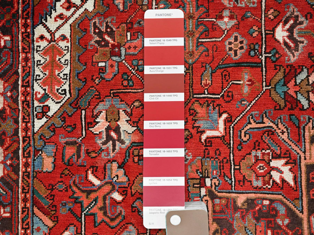 7'7" x 11'0" Vintage Hand Knotted Red Worn Wool Rectangle Oriental Rug - MOA10285659