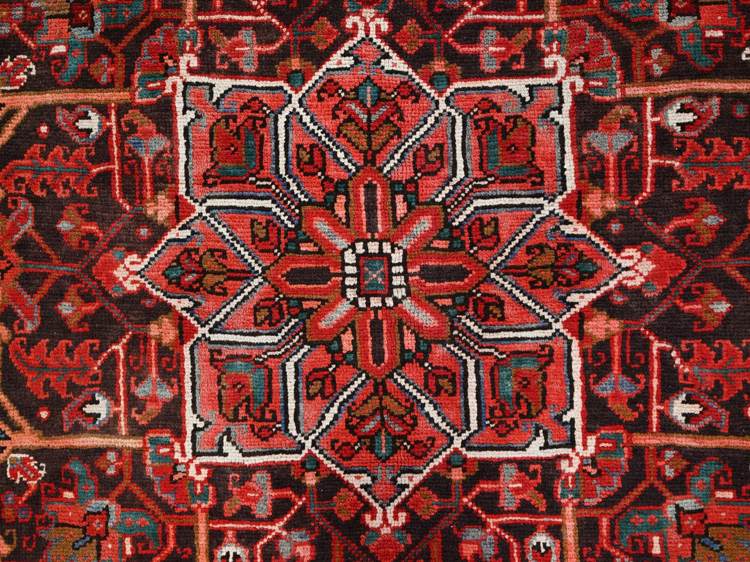 7'7" x 11'0" Vintage Hand Knotted Red Worn Wool Rectangle Oriental Rug - MOA10285659